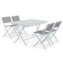 Tavolo da giardino rettangolare 130 x 80 cm e 4 sedie pieghevoli
