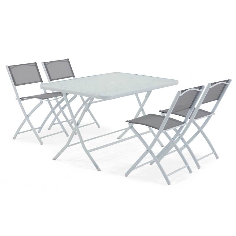 Tavolo da giardino rettangolare 130 x 80 cm e 4 sedie pieghevoli
