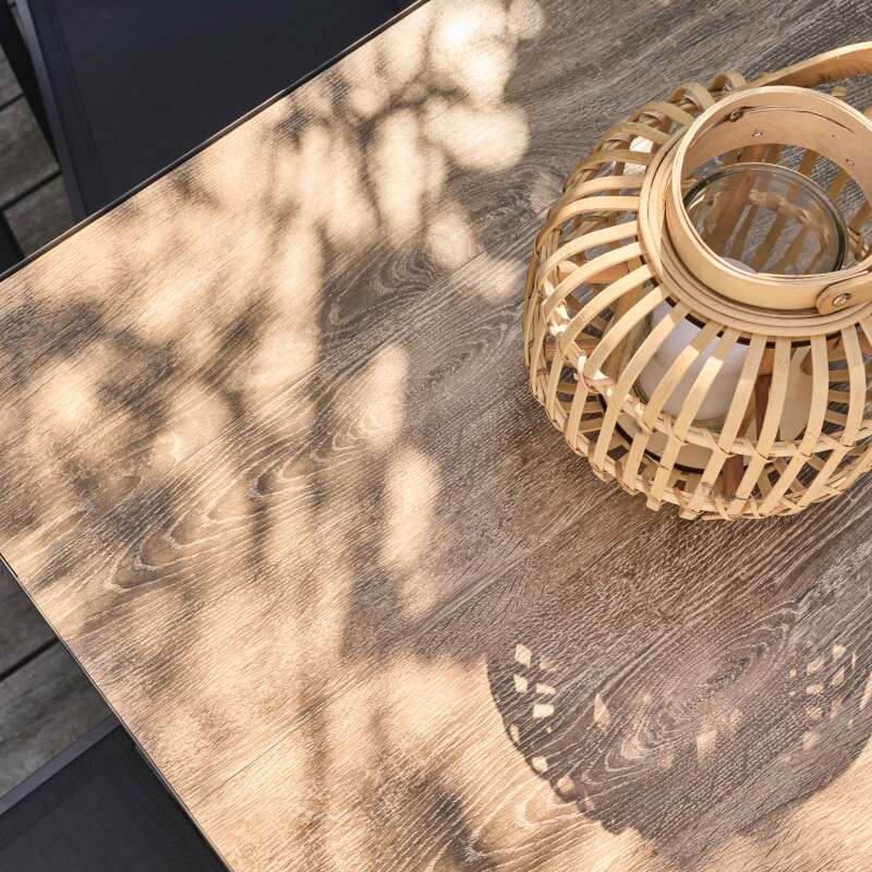 Tavolo da giardino rettangolare allungabile (200/260 x 100 x 75 cm) in alluminio e ceramica