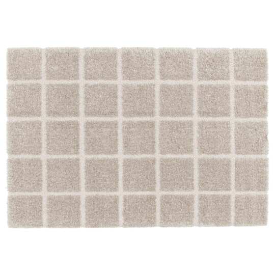 Tappeto motivo geometrico a pelo lungo in materiale riciclato rettangolare | Oviala