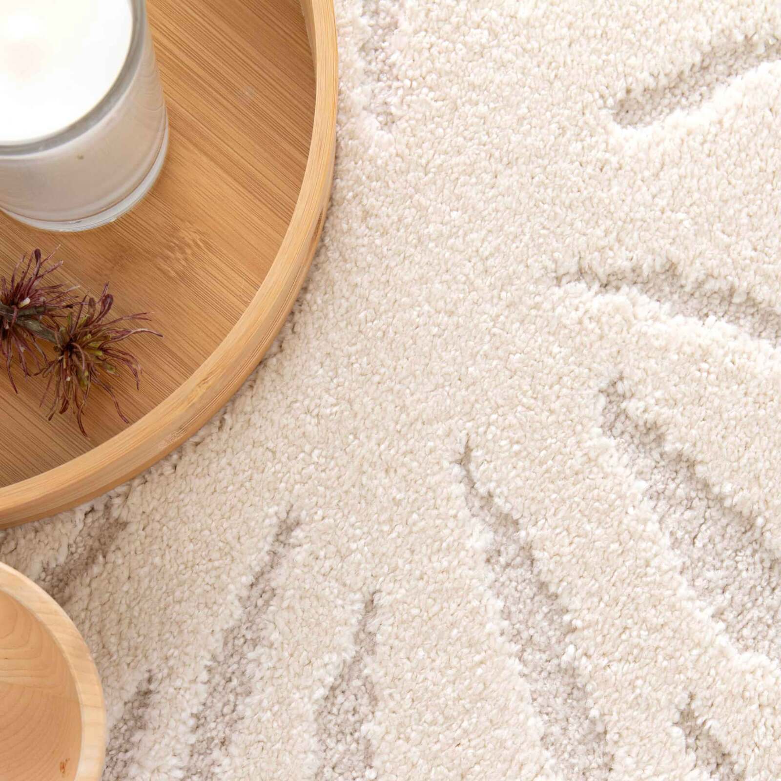 Tappeto shaggy rotondo in poliestere e polipropilene