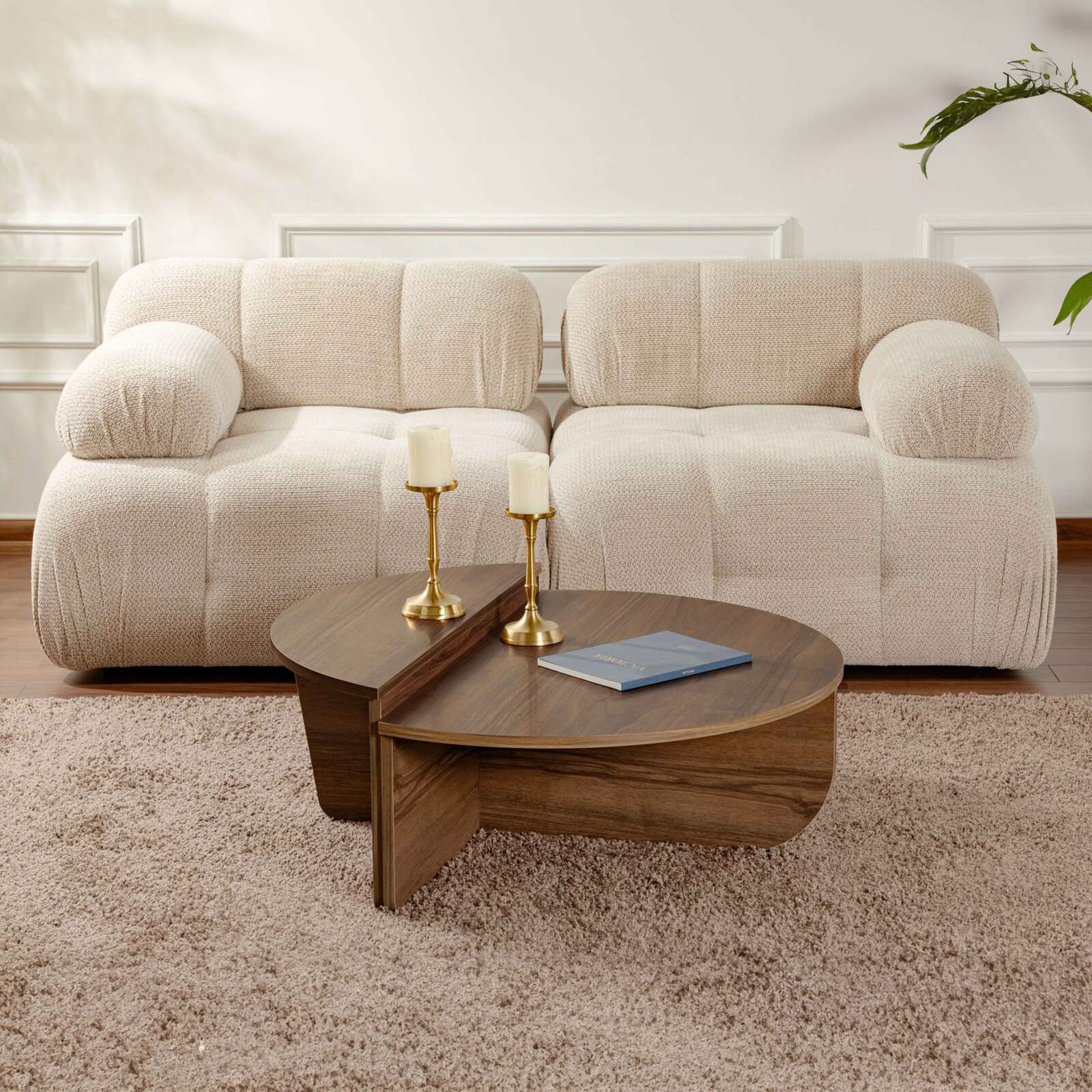 Tavolino ovale in nobilitato effetto legno