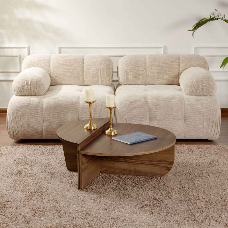 Tavolino ovale in nobilitato effetto legno (2/5)