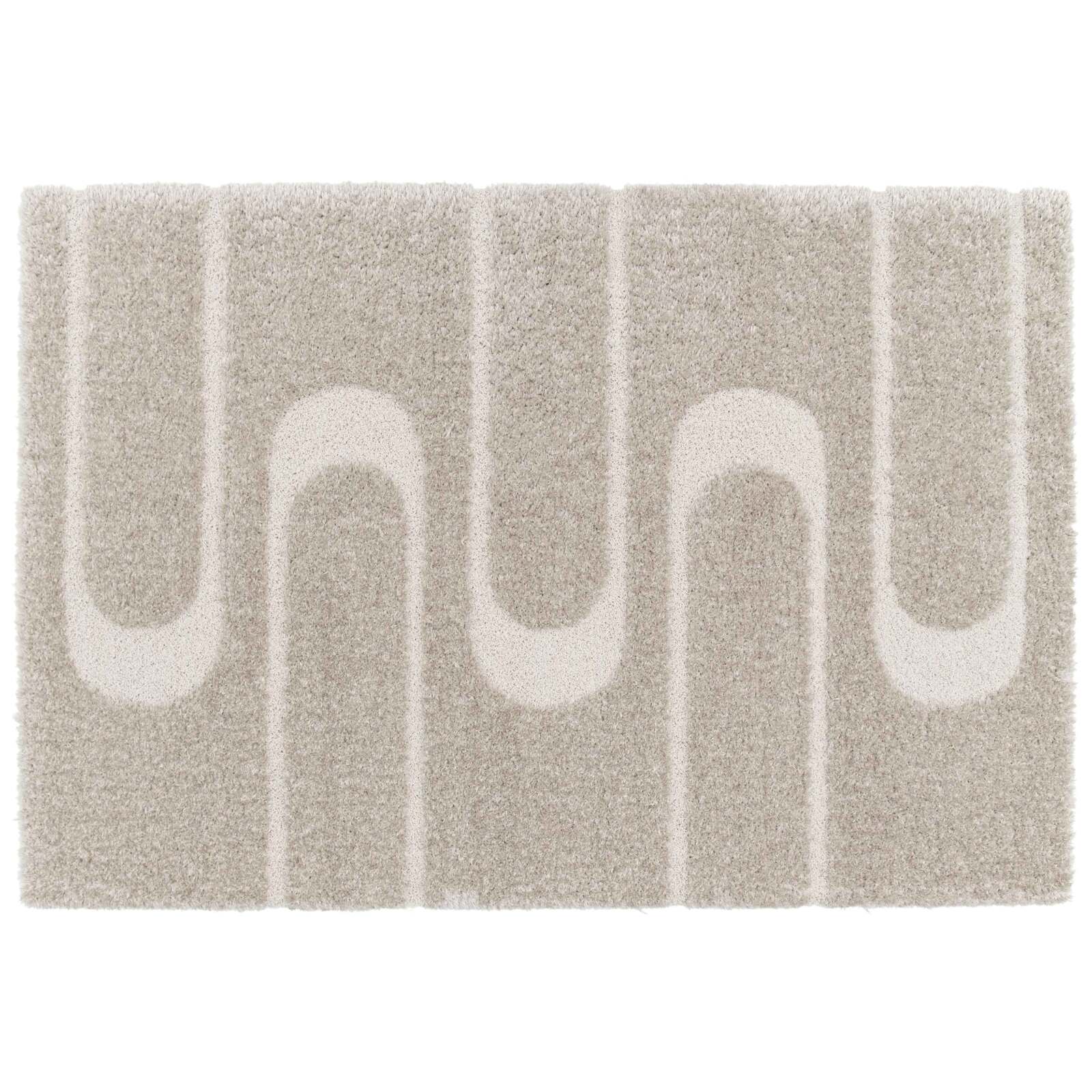 Tappeto shaggy rettangolare in poliestere riciclato con motivo geometrico a pelo lungo