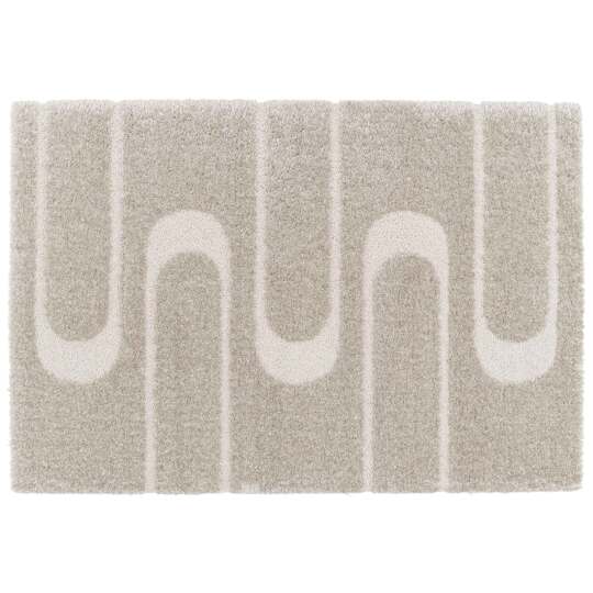 Tappeto stile bohémien shaggy a pelo lungo in materiale riciclato rettangolare | Oviala