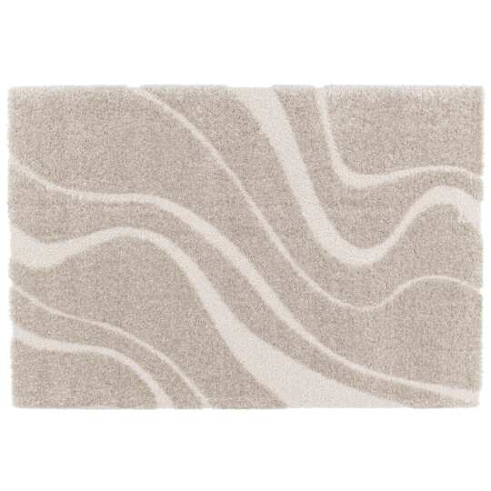 Tappeto motivo astratto shaggy a pelo lungo in materiale riciclato rettangolare | Oviala