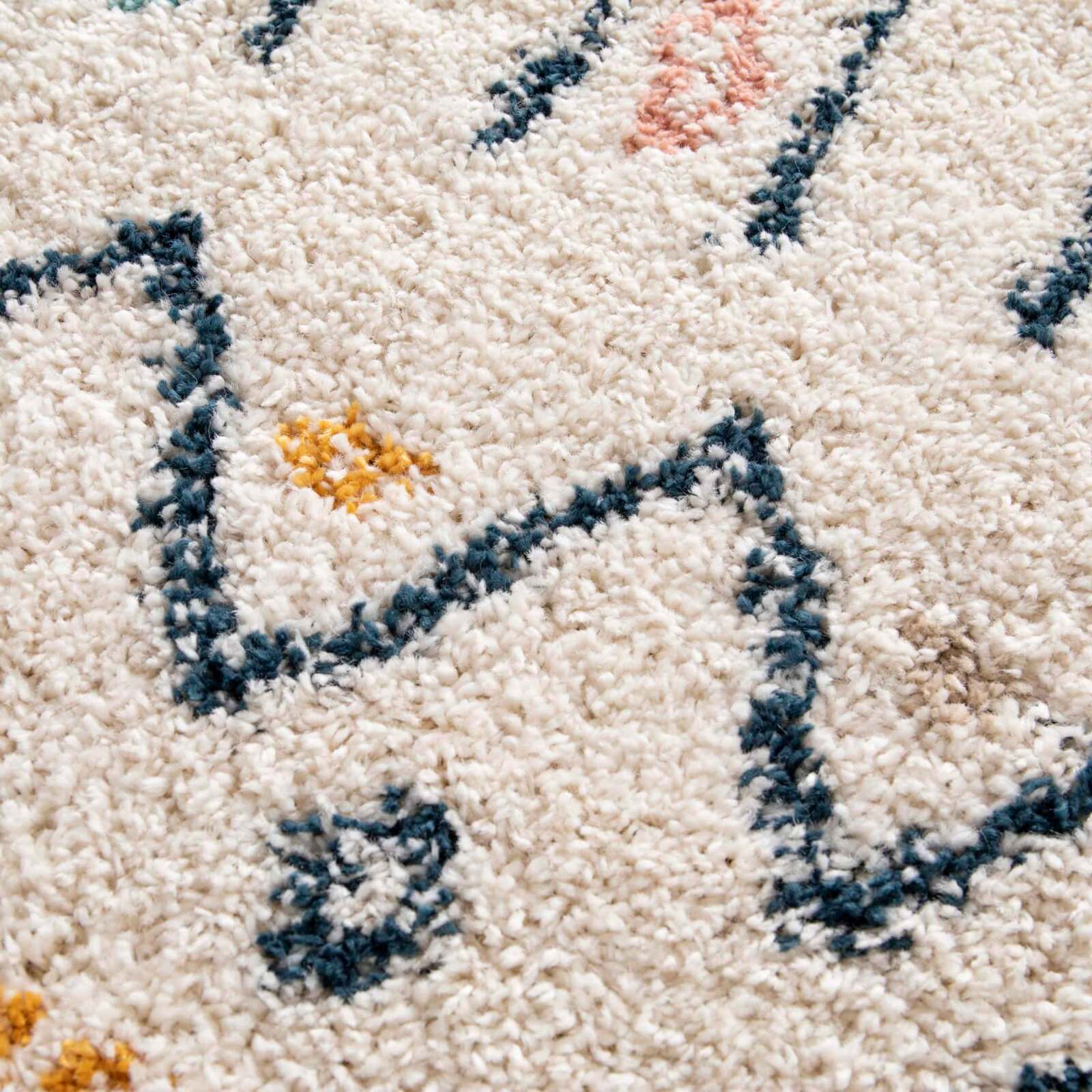 Tappeto rettangolare in polipropilene con motivo etnico a pelo lungo