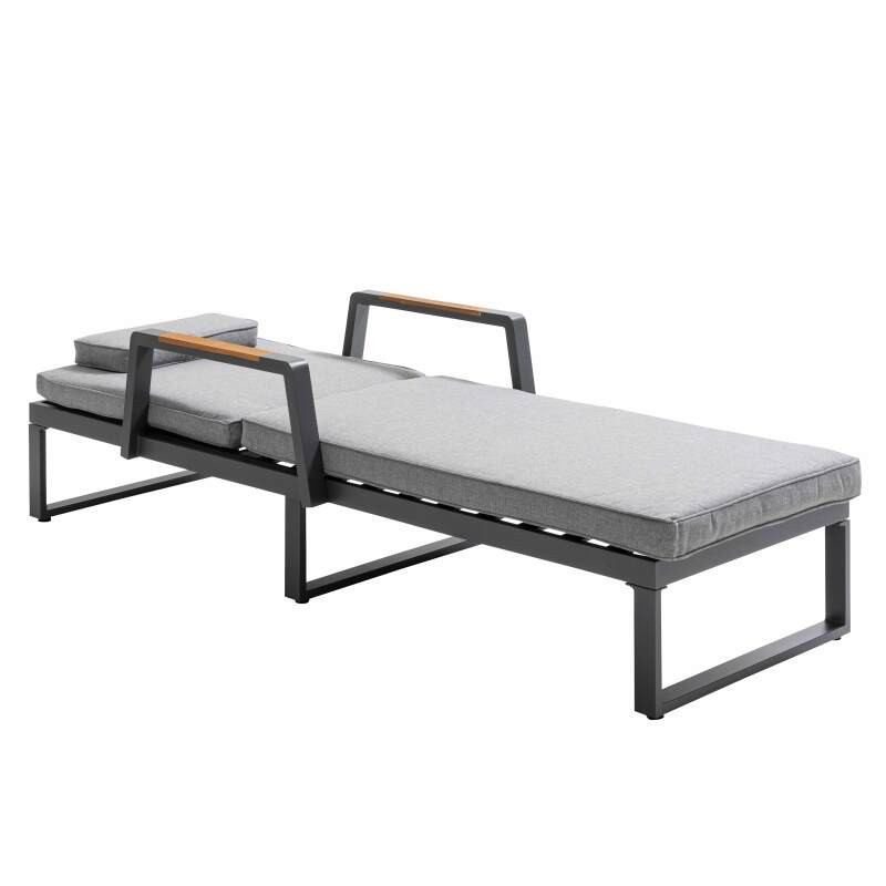 Set di 2 lettini prendisole in alluminio e legno di teak FSC® e ripiano