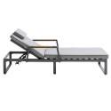 Lettino prendisole reclinabile in 5 posizioni in alluminio e legno di teak