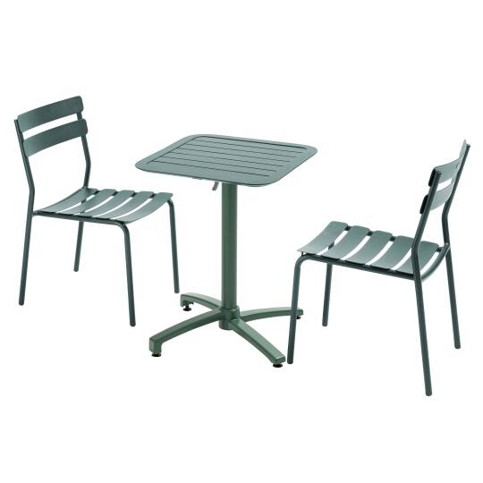 Tavolo inclinabile in alluminio 60x60 cm e 2 sedie