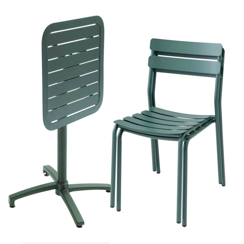 Tavolo inclinabile in alluminio 60x60 cm e 2 sedie