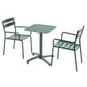 Tavolo da terrazza inclinabile in alluminio 60x60 cm e 2 sedie con braccioli