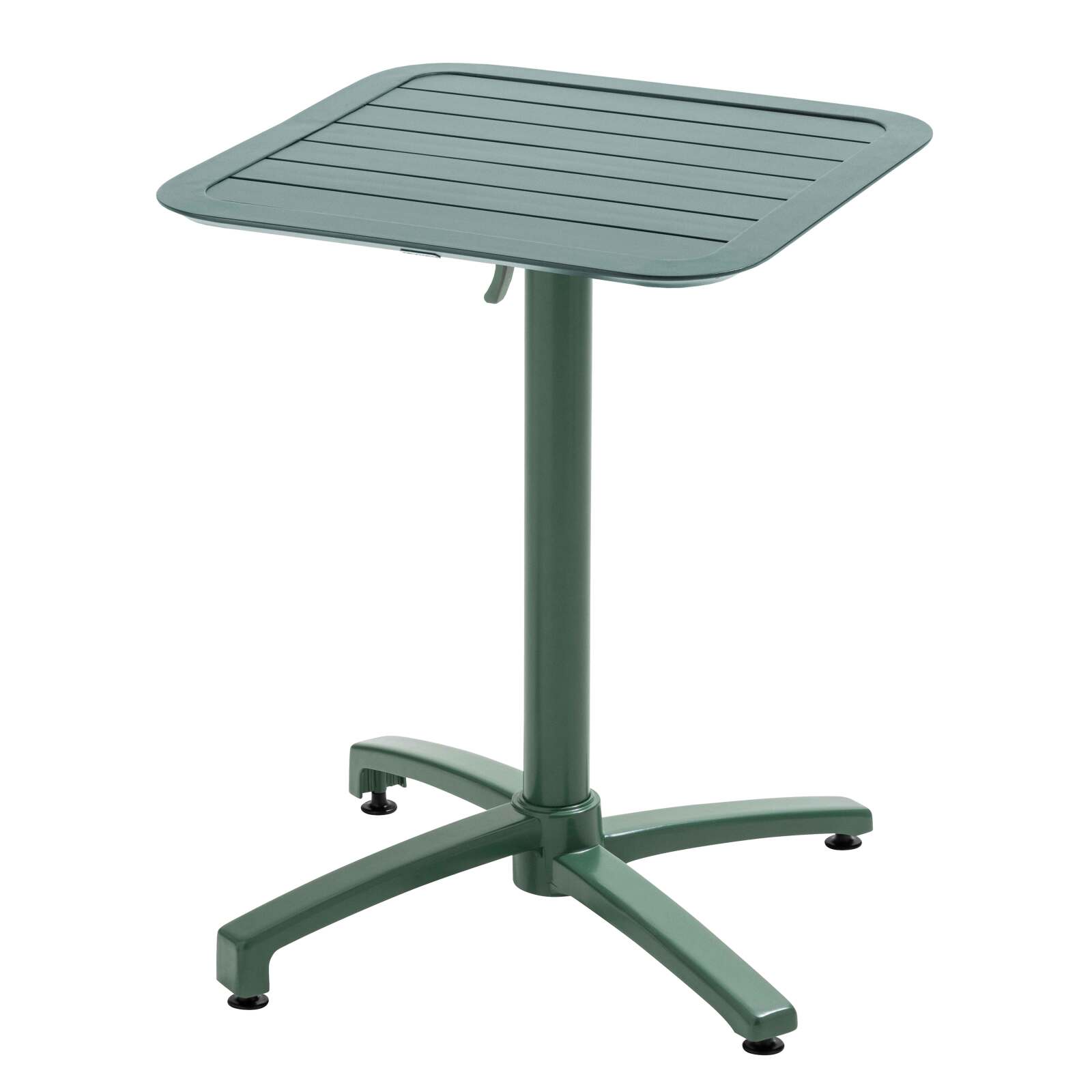 Tavolo da terrazza inclinabile in alluminio 60x60 cm e 2 sedie con braccioli