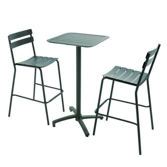 Tavolo alto inclinabile 60x60 cm e 2 seggioloni in alluminio
