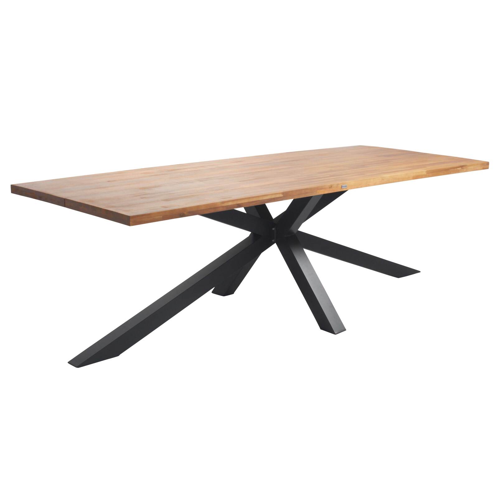 Tavolo da giardino rettangolare 240 x 95 cm in legno di acacia e 10 sedie con braccioli in alluminio