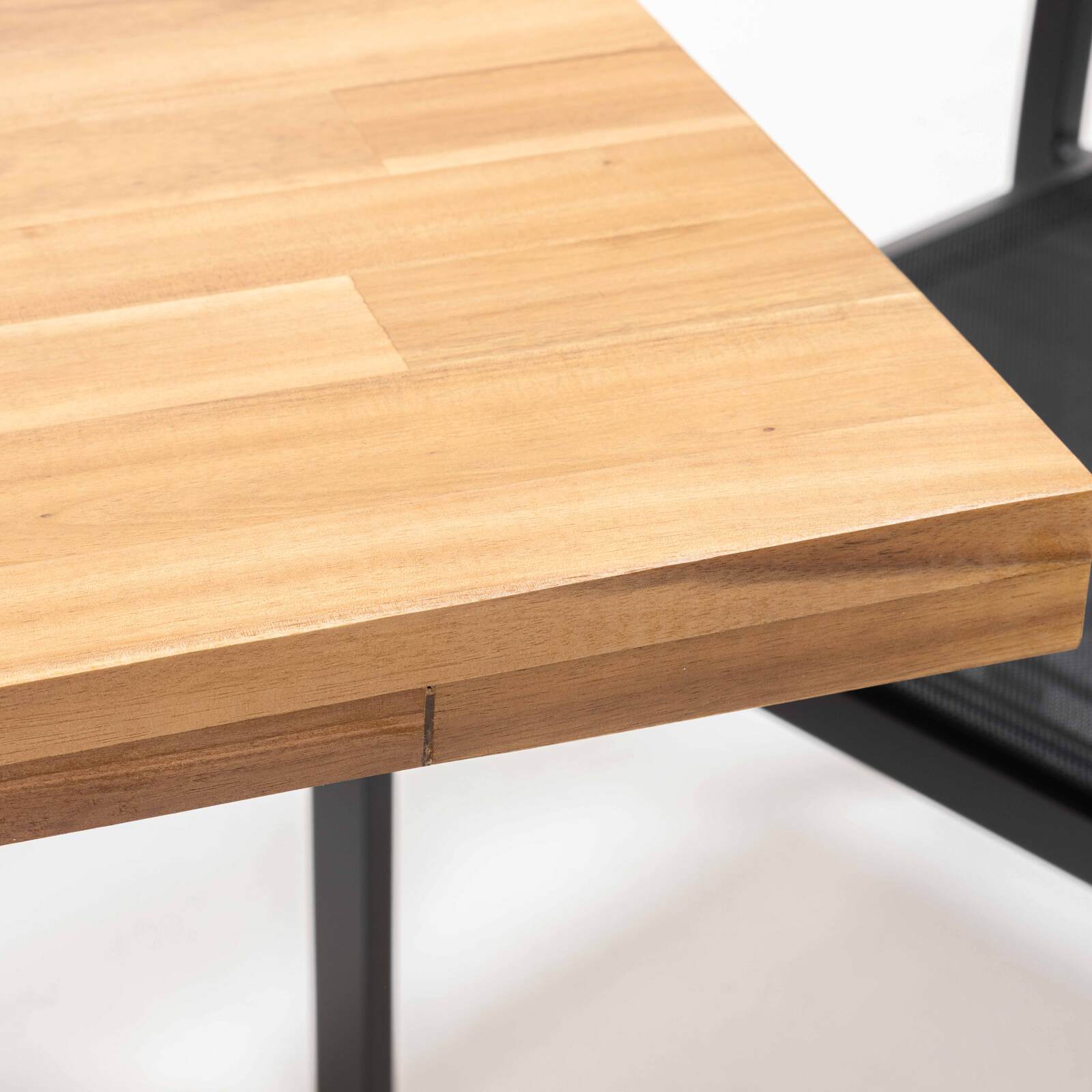 Tavolo da giardino rettangolare 240 x 95 cm in legno di acacia e 10 sedie con braccioli in alluminio