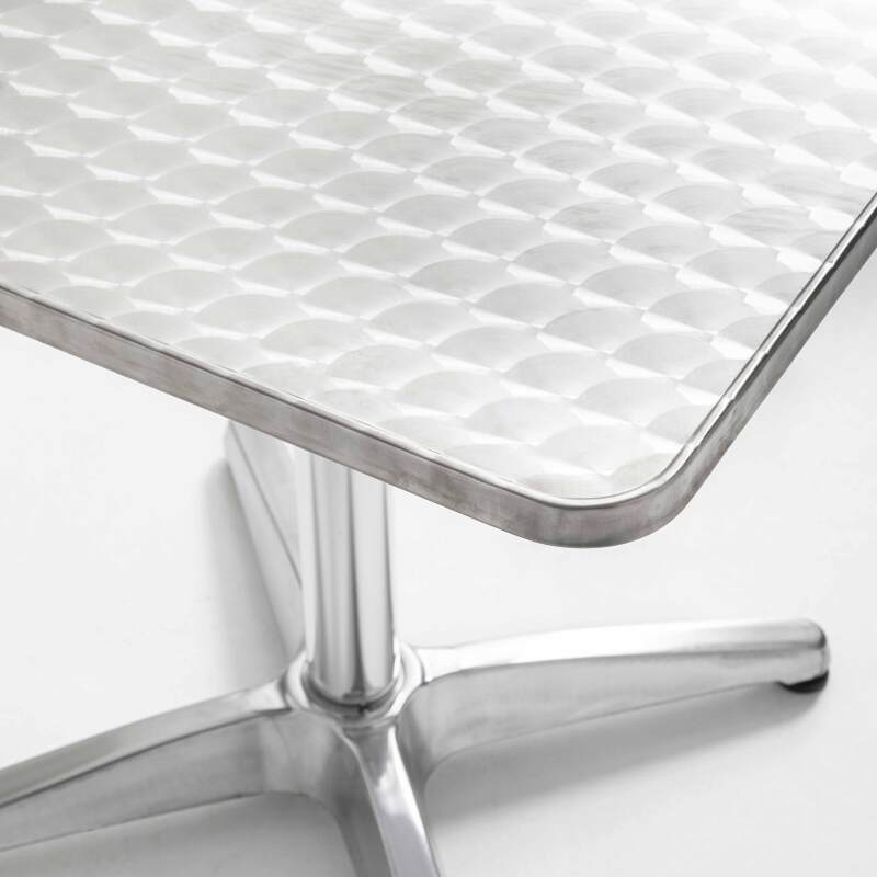 Piano tavolo quadrato in truciolare e acciaio inox 70 x 70 cm