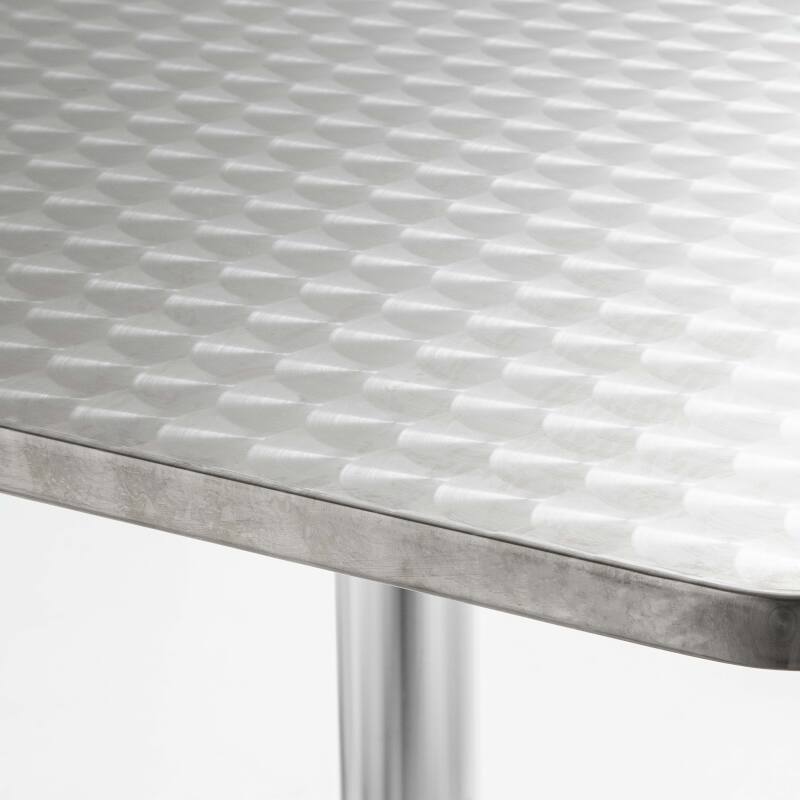Piano tavolo quadrato in truciolare e acciaio inox 70 x 70 cm