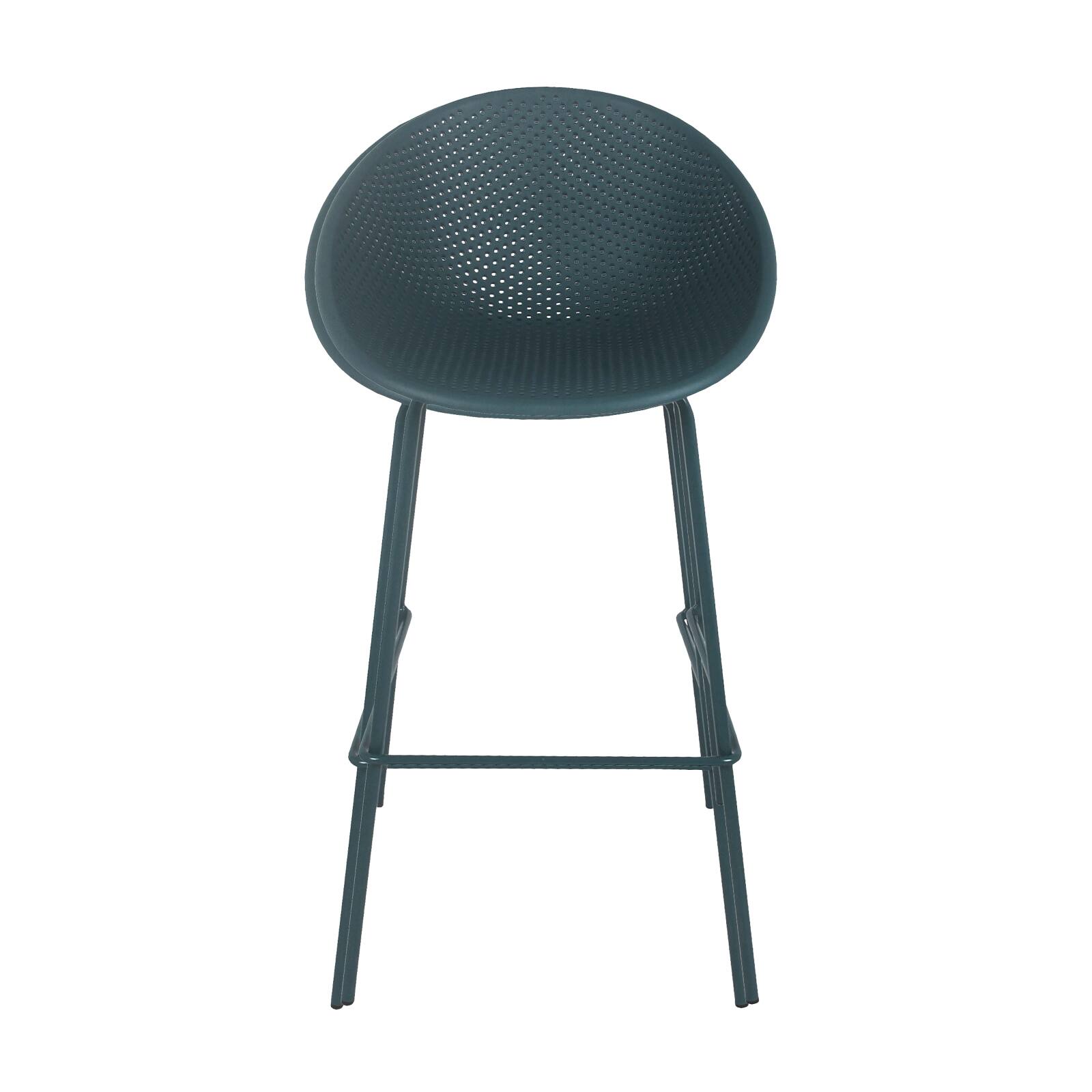 Set di 4 sedie alte da terrazza in plastica e acciaio