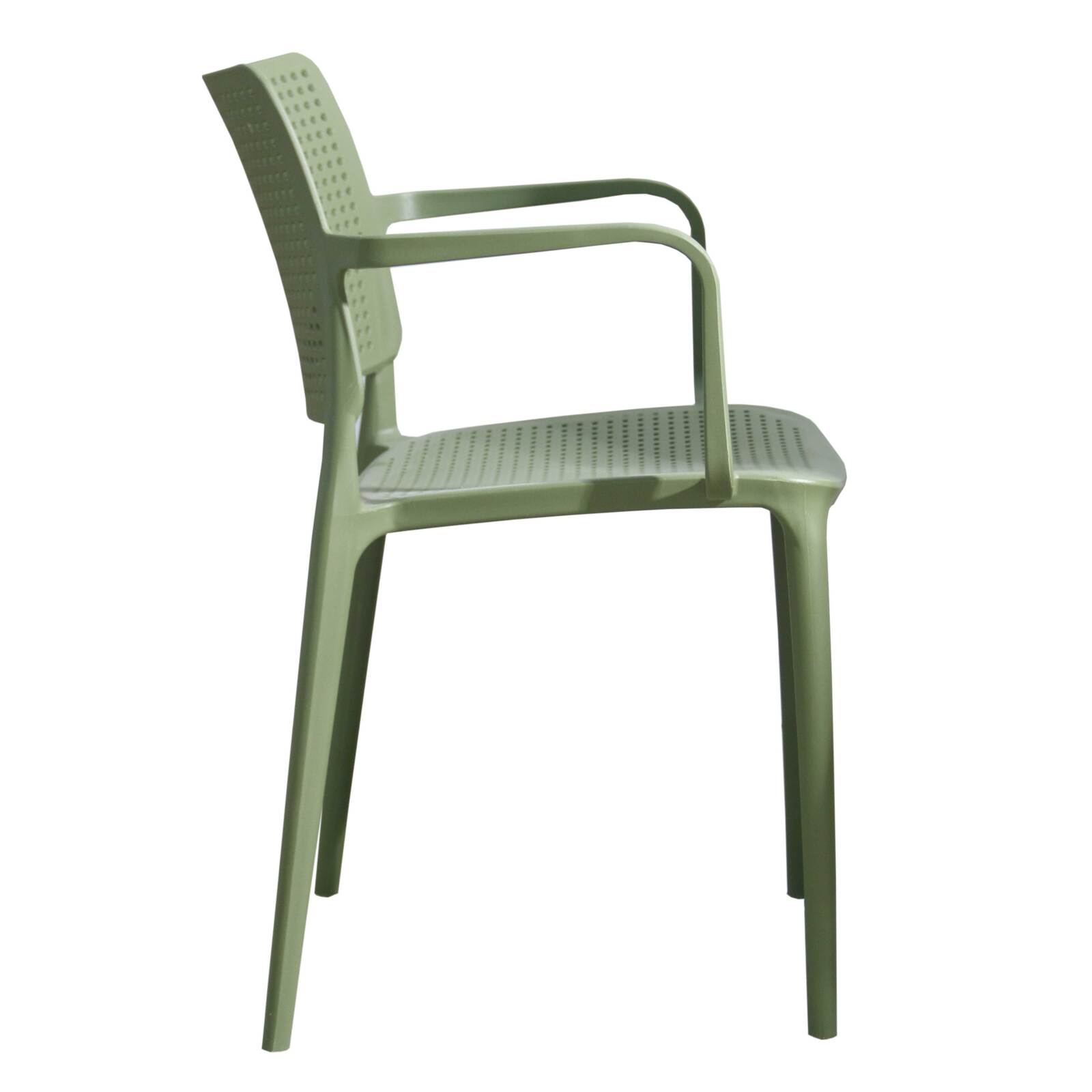 Set di 4 sedie da terrazza in plastica traforata con braccioli