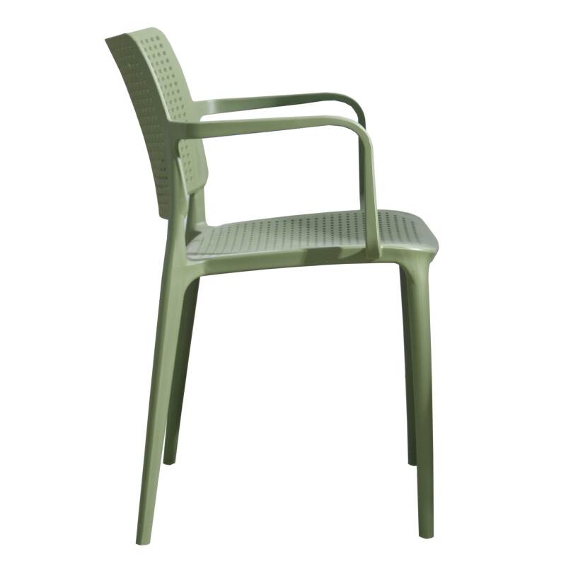 Set di 4 sedie da terrazza in plastica traforata con braccioli (2/5)