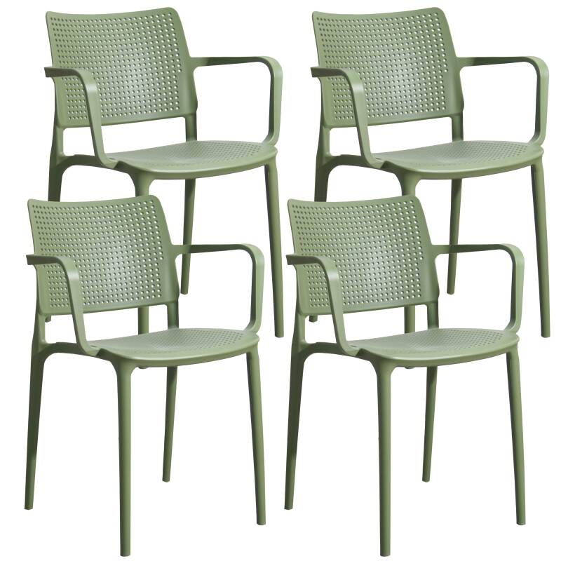 Set di 4 sedie da terrazza in plastica traforata con braccioli