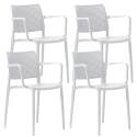Set di 4 sedie da terrazza in plastica traforata con braccioli