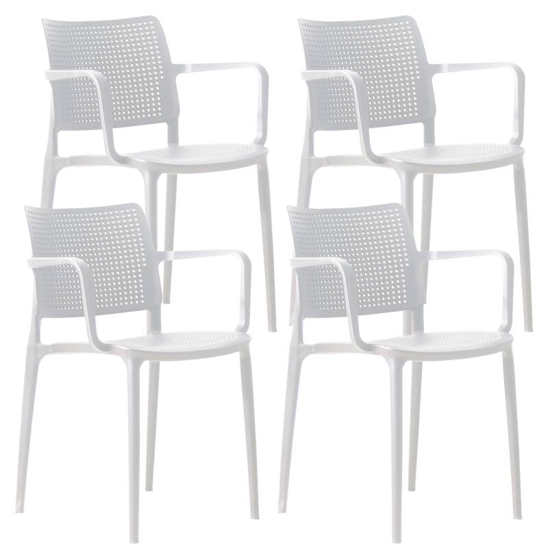 Set di 4 sedie da terrazza in plastica traforata con braccioli
