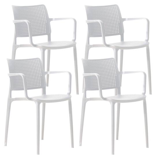 Set di 4 sedie da terrazza in plastica traforata con braccioli