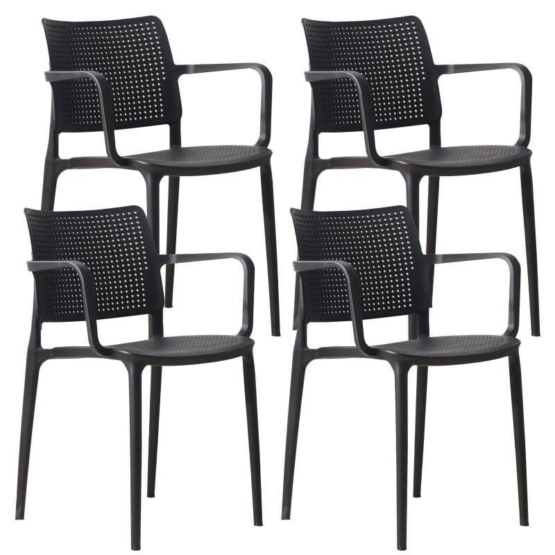Set di 4 sedie da terrazza in plastica traforata con braccioli