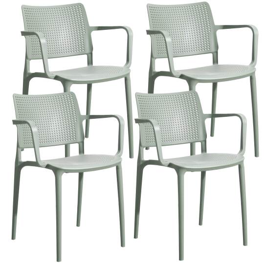 Sedie da giardino in plastica traforata con braccioli - Set di 4 | Oviala