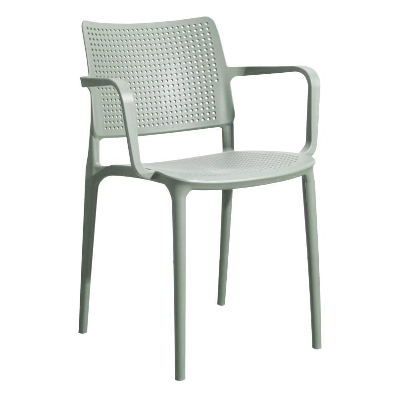 Set di 4 sedie da terrazza in plastica traforata con braccioli