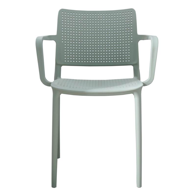 Set di 4 sedie da terrazza in plastica traforata con braccioli (3/5)