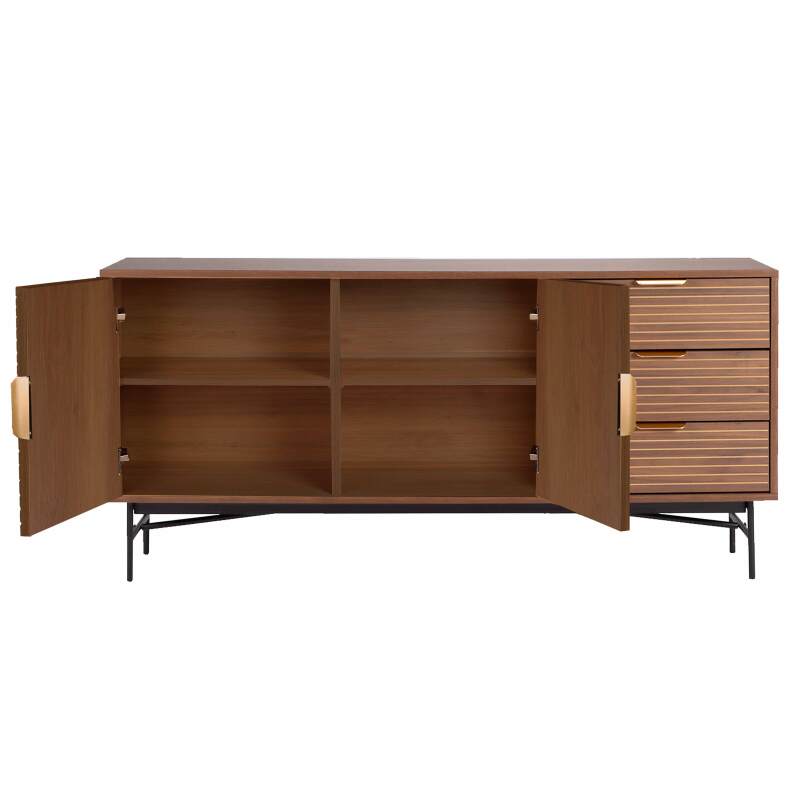 Credenza con 2 ante e 3 cassetti in melaminico e acciaio 160 cm (3/6)