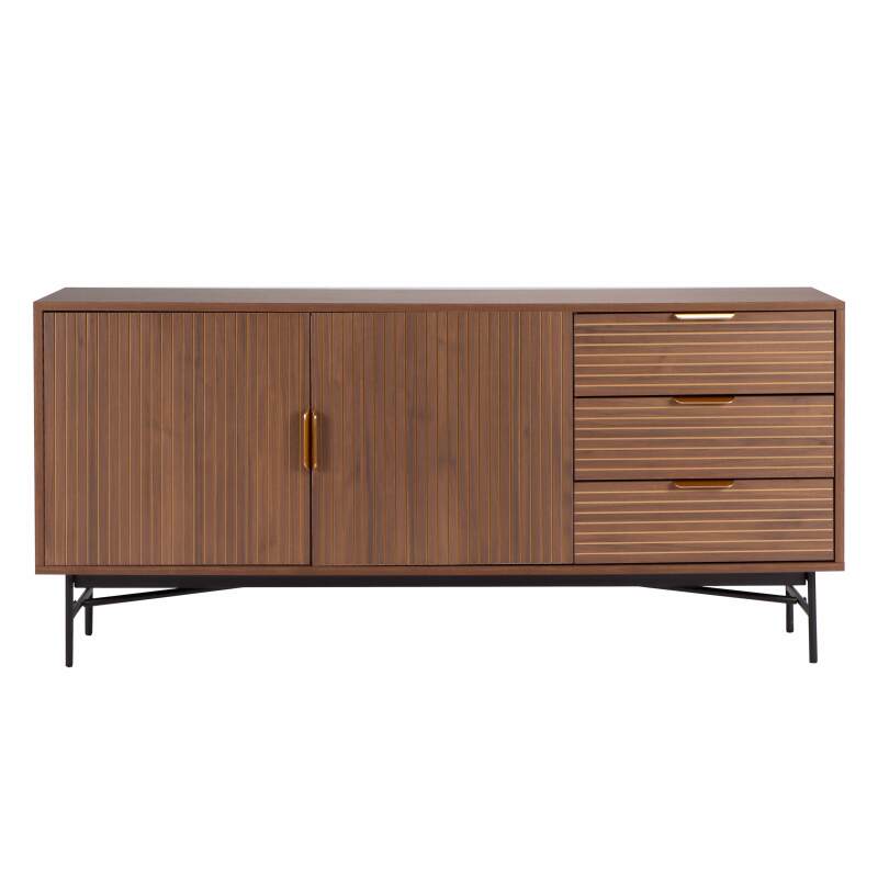Credenza con 2 ante e 3 cassetti in melaminico e acciaio 160 cm (2/6)