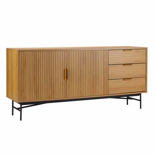 Credenza con 2 ante e 3 cassetti in melaminico e acciaio 160 cm