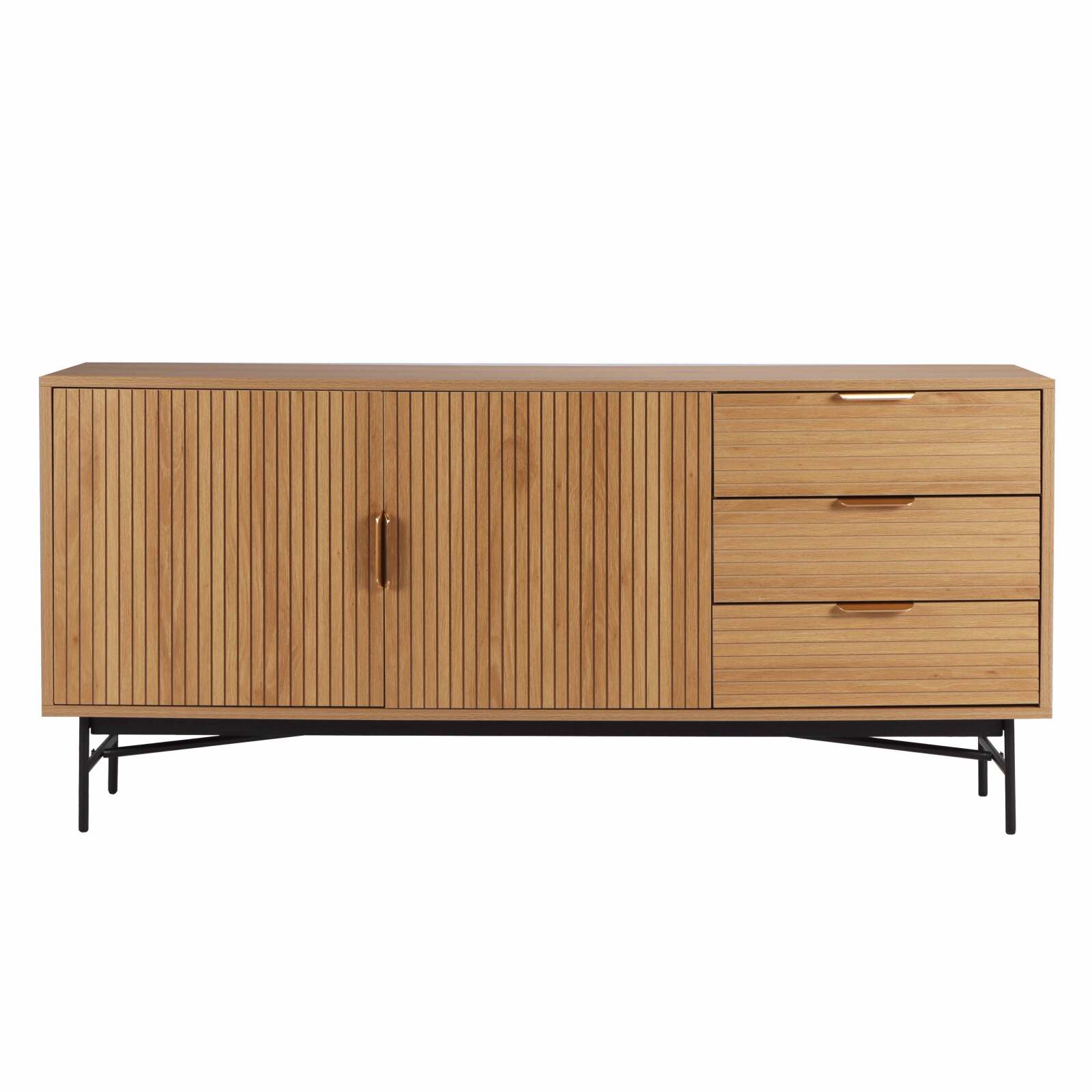 Credenza con 2 ante e 3 cassetti in melaminico e acciaio 160 cm