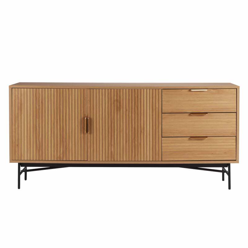 Credenza con 2 ante e 3 cassetti in melaminico e acciaio 160 cm (2/6)