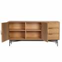Credenza con 2 ante e 3 cassetti in melaminico e acciaio 160 cm
