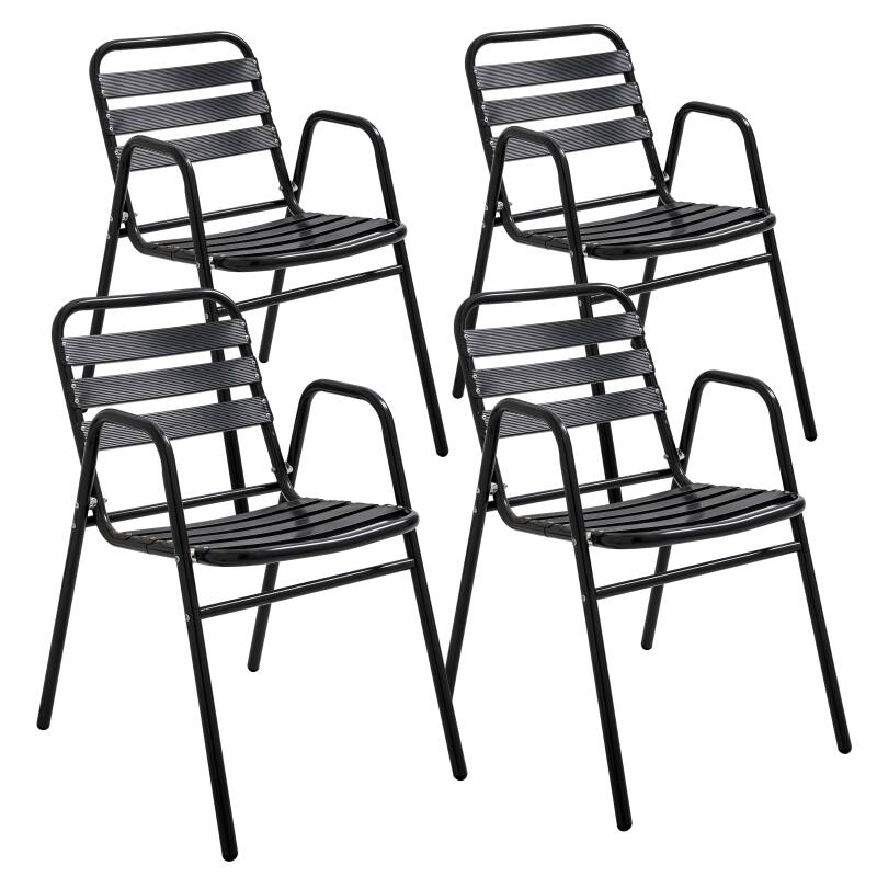 Sedie da giardino in alluminio con braccioli - Set di 4 pezzi