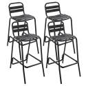 Sedia alta da giardino in alluminio grigio scuro - Set di 4