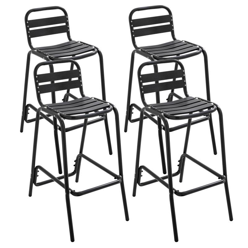 Sedia alta da giardino in alluminio grigio scuro - Set di 4