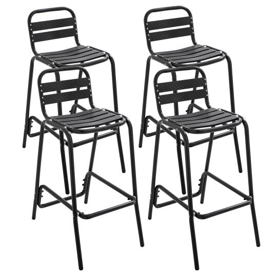 Sedia alta da giardino in alluminio grigio scuro - Set di 4