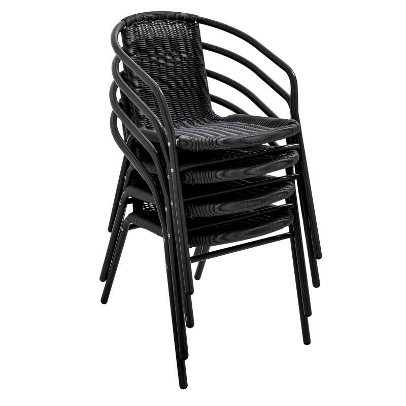 Sedie da giardino in alluminio e resina con braccioli - Set di 4 pezzi (3/7)