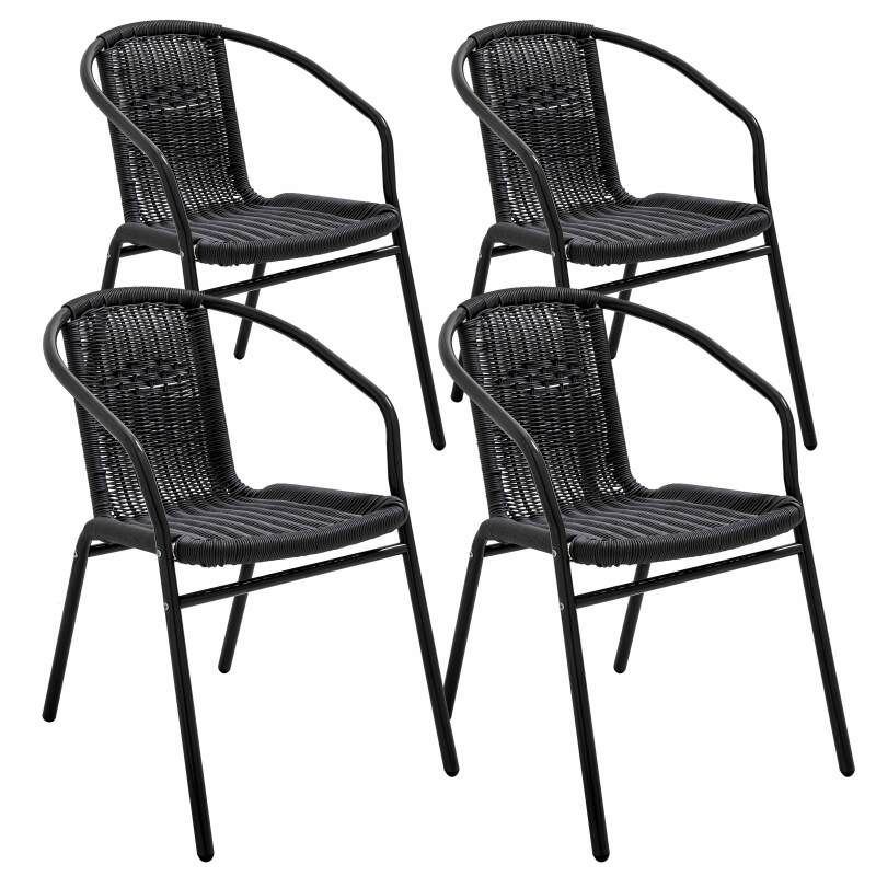 Sedie da giardino in alluminio e resina con braccioli - Set di 4 pezzi