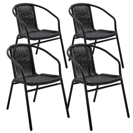 Sedie da giardino in alluminio e resina con braccioli - Set di 4 pezzi