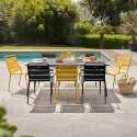 Tavolo da giardino rettangolare 180 x 90 cm e 8 sedie spaiate con braccioli in metallo