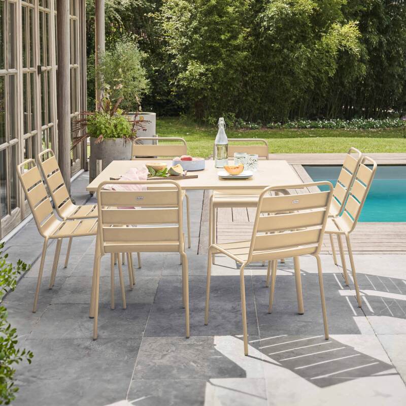 Tavolo da giardino quadrato in metallo 120x120 cm e 8 sedie - Lifestyle