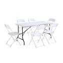 Tavolo pieghevole e sedie pieghevoli 162 cm 6 posti HDPE