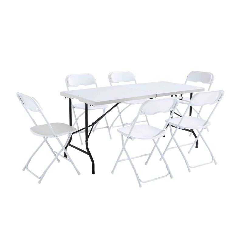 Tavolo pieghevole e sedie pieghevoli 162 cm 6 posti HDPE